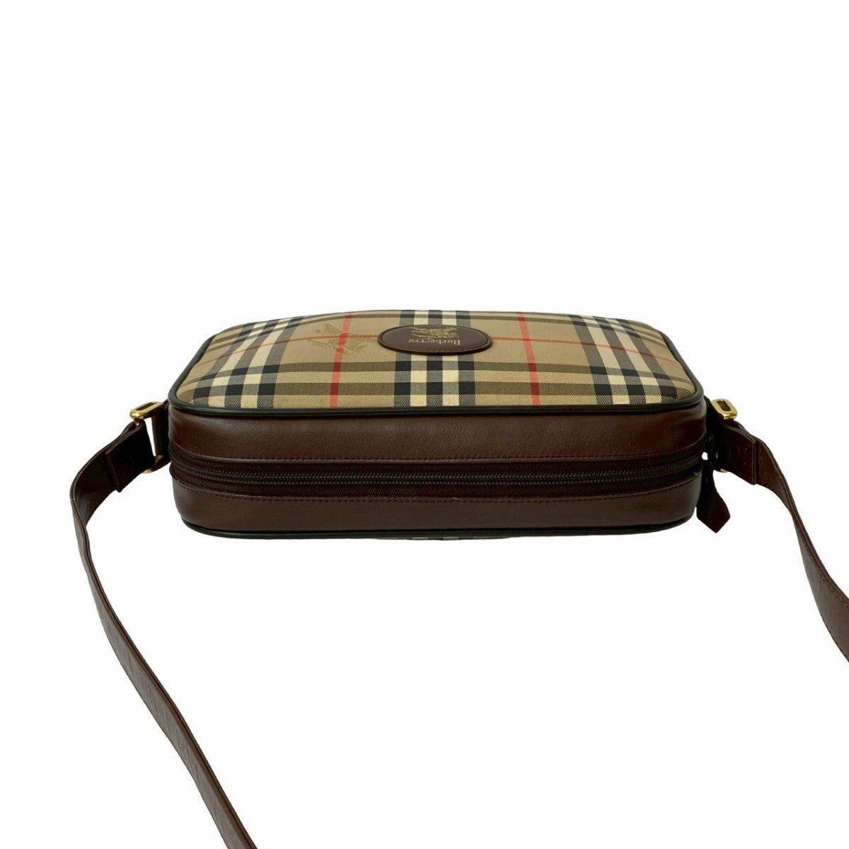 BURBERRY Shoulder Bag Canvas, Leather Brown Nova Check Pattern Shadow Horse logo Women Used Authentic