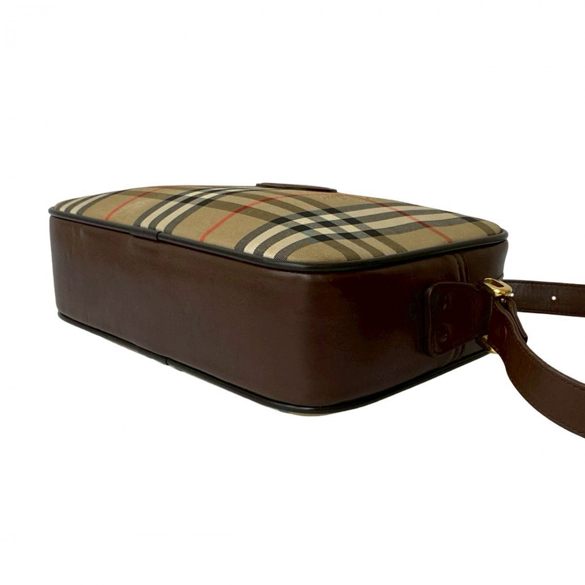 BURBERRY Shoulder Bag Canvas, Leather Brown Nova Check Pattern Shadow Horse logo Women Used Authentic