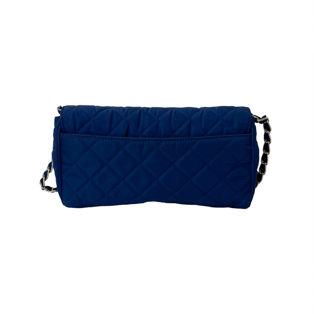 PRADA Shoulder Bag Nylon, Leather blue logo Metal Women Used Authentic
