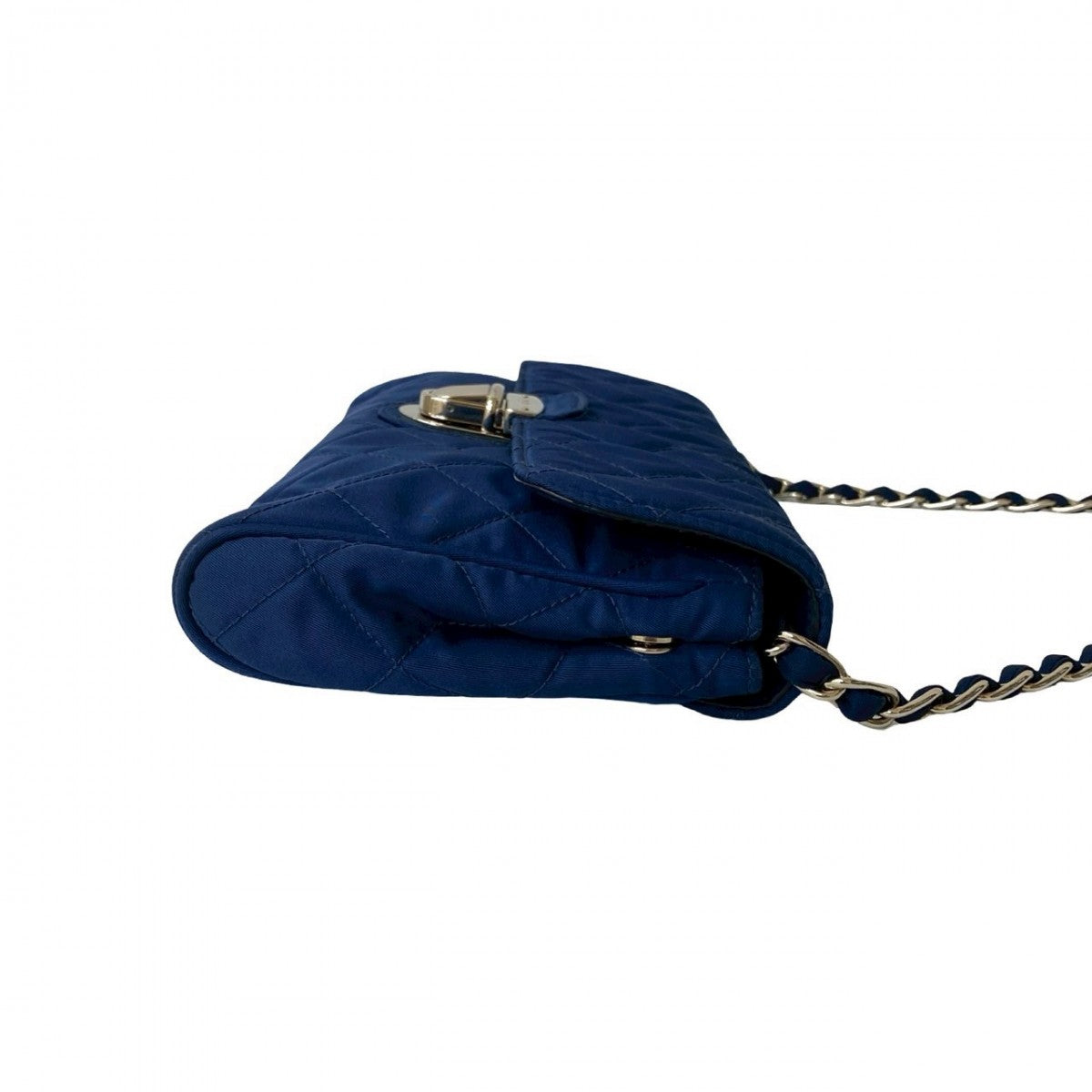 PRADA Shoulder Bag Nylon, Leather blue logo Metal Women Used Authentic