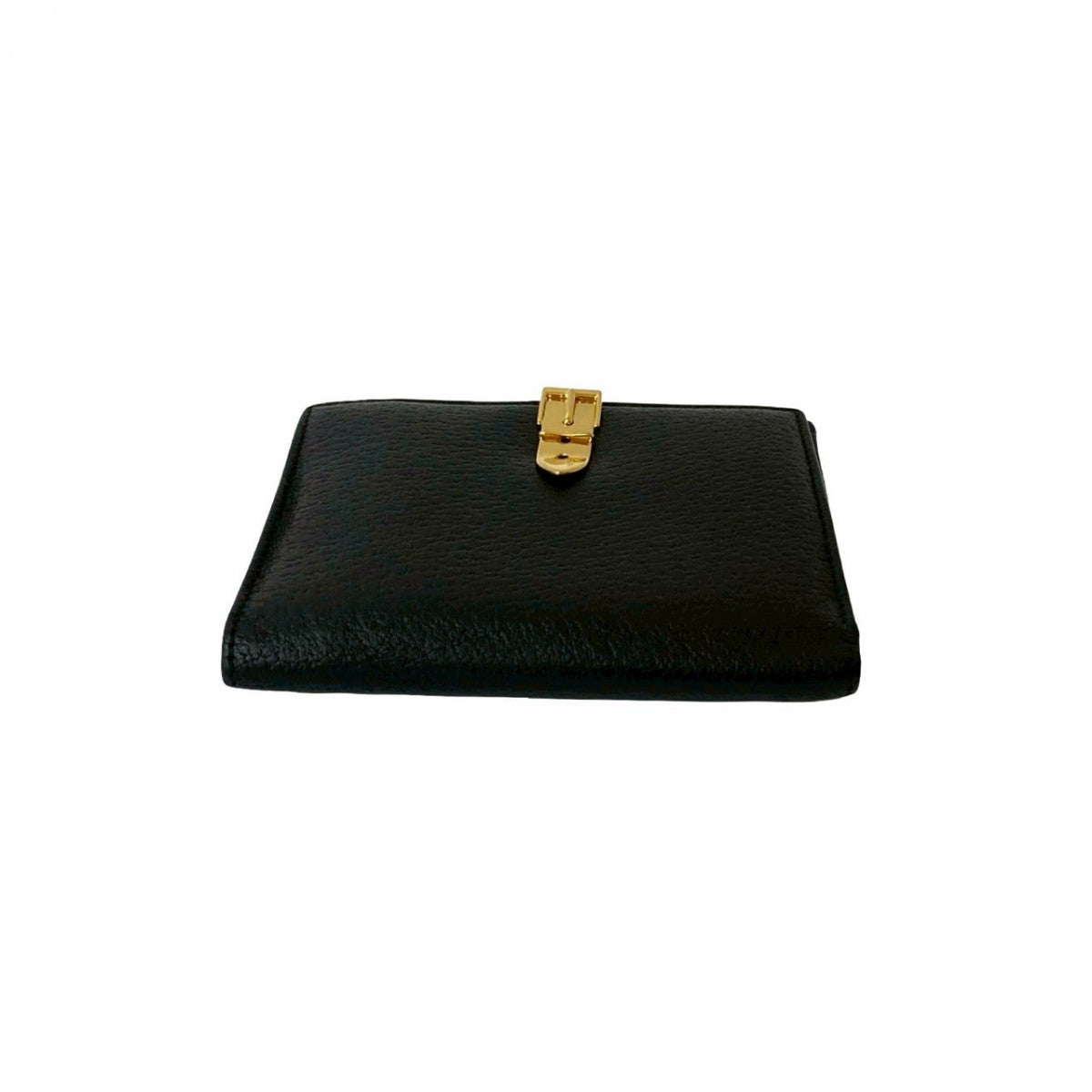 GUCCI Bifold Wallet leather black Belt motif Metal Women(Unisex) Used Authentic