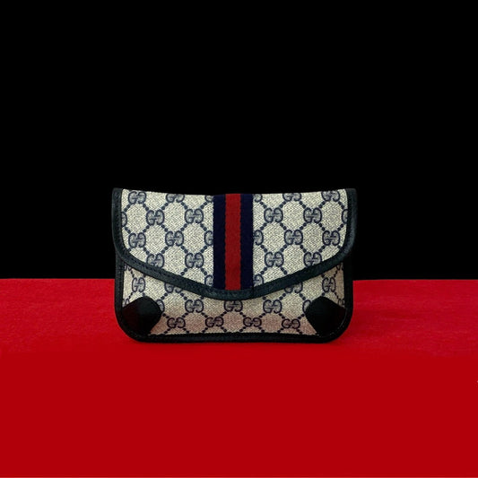 GUCCI Pouch leather Navy Sherry line