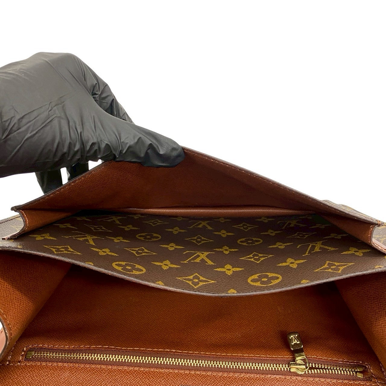 LOUIS VUITTON Shoulder Bag leather Brown Monogram Monceau