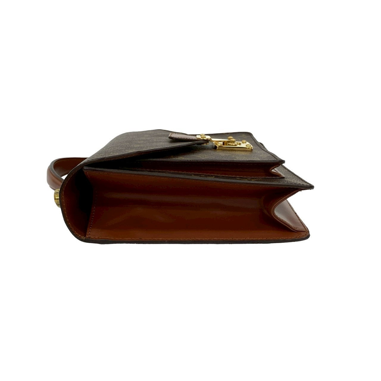 LOUIS VUITTON Shoulder Bag leather Brown Monogram Monceau