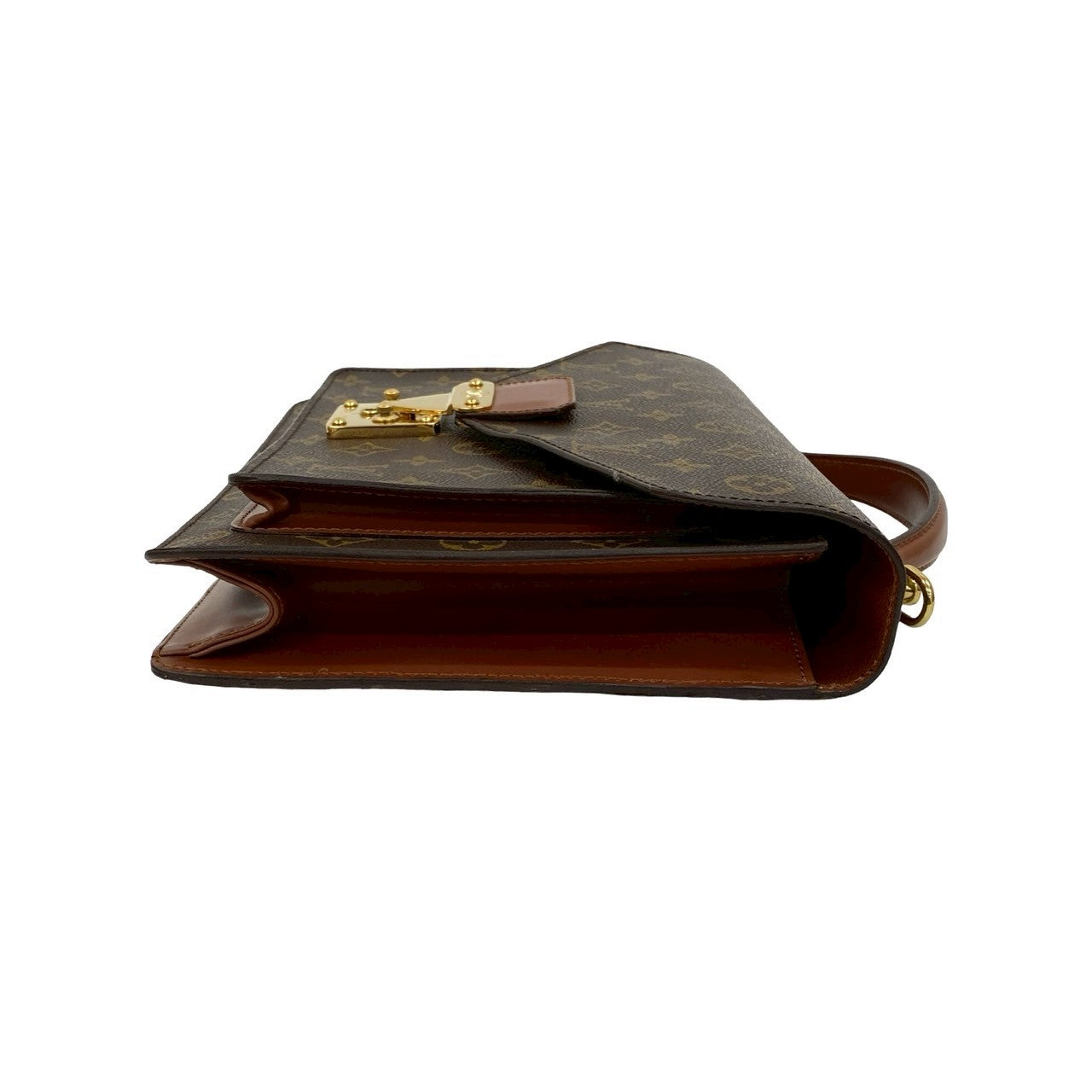LOUIS VUITTON Shoulder Bag leather Brown Monogram Monceau