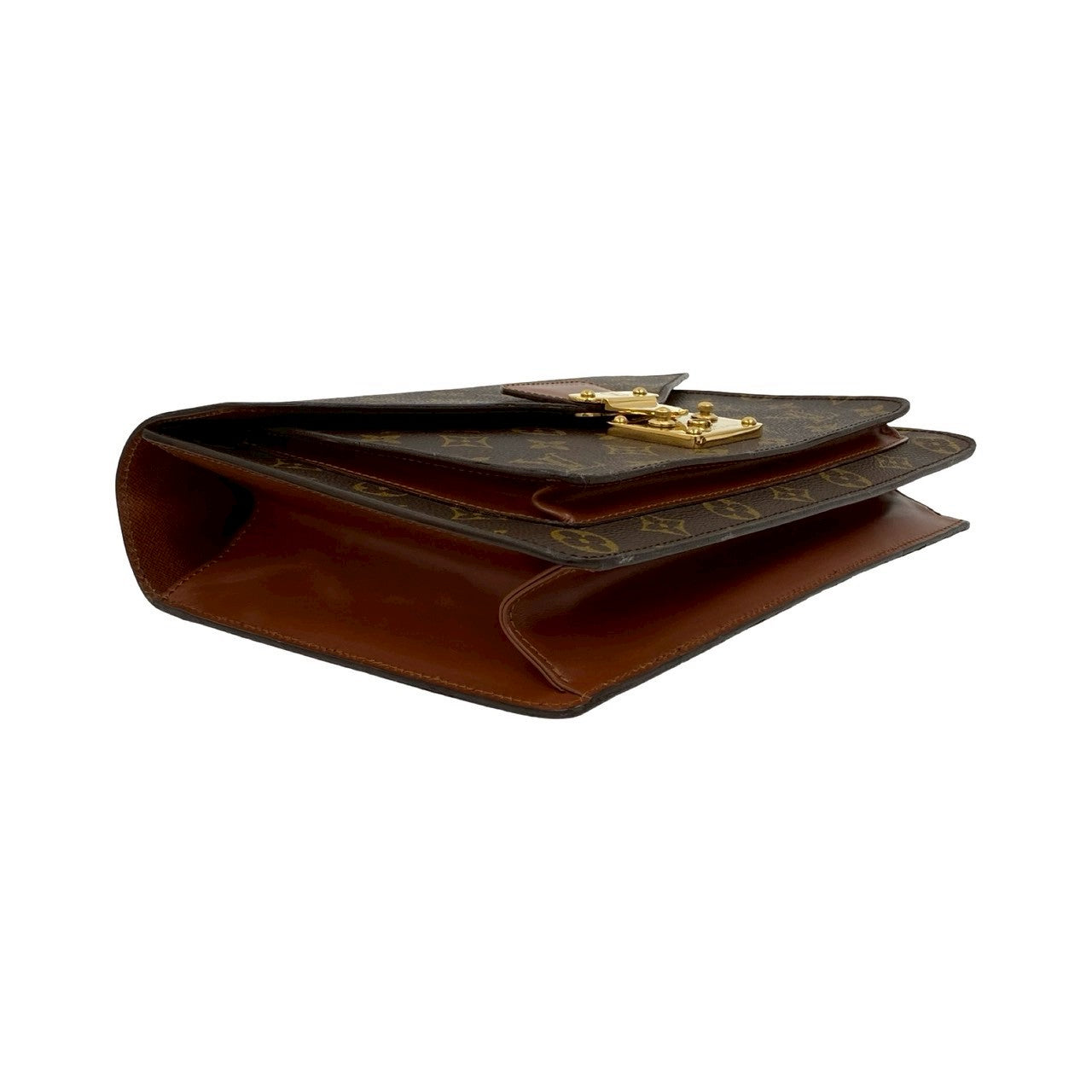 LOUIS VUITTON Shoulder Bag leather Brown Monogram Monceau
