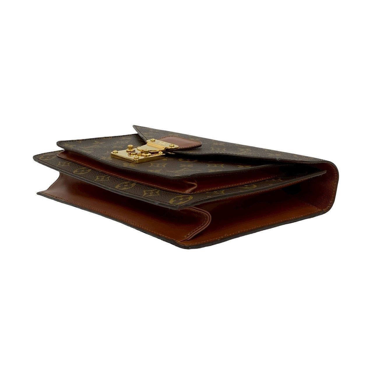 LOUIS VUITTON Shoulder Bag leather Brown Monogram Monceau
