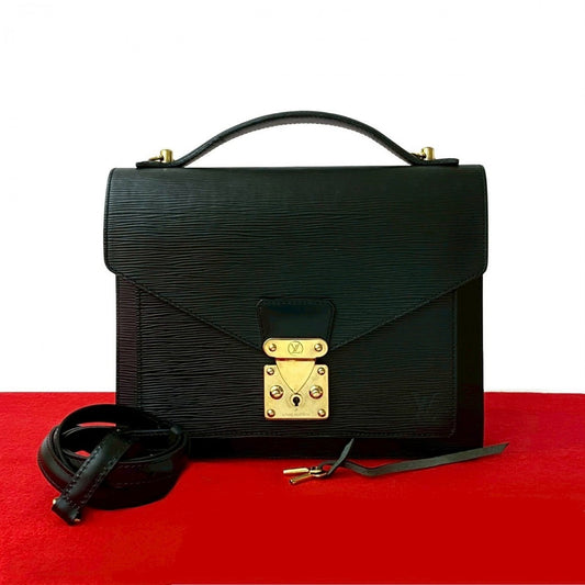 LOUIS VUITTON Shoulder Bag M52122 Epi Leather black Epi Monceau