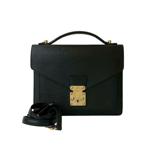LOUIS VUITTON Shoulder Bag M52122 Epi Leather black Epi Monceau
