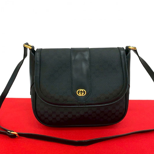 GUCCI Shoulder Bag Leather, PVC black Micro GG Women Used Authentic