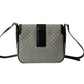 GUCCI Shoulder Bag Leather, PVC Navy Micro GG logo Metal Women Used Authentic