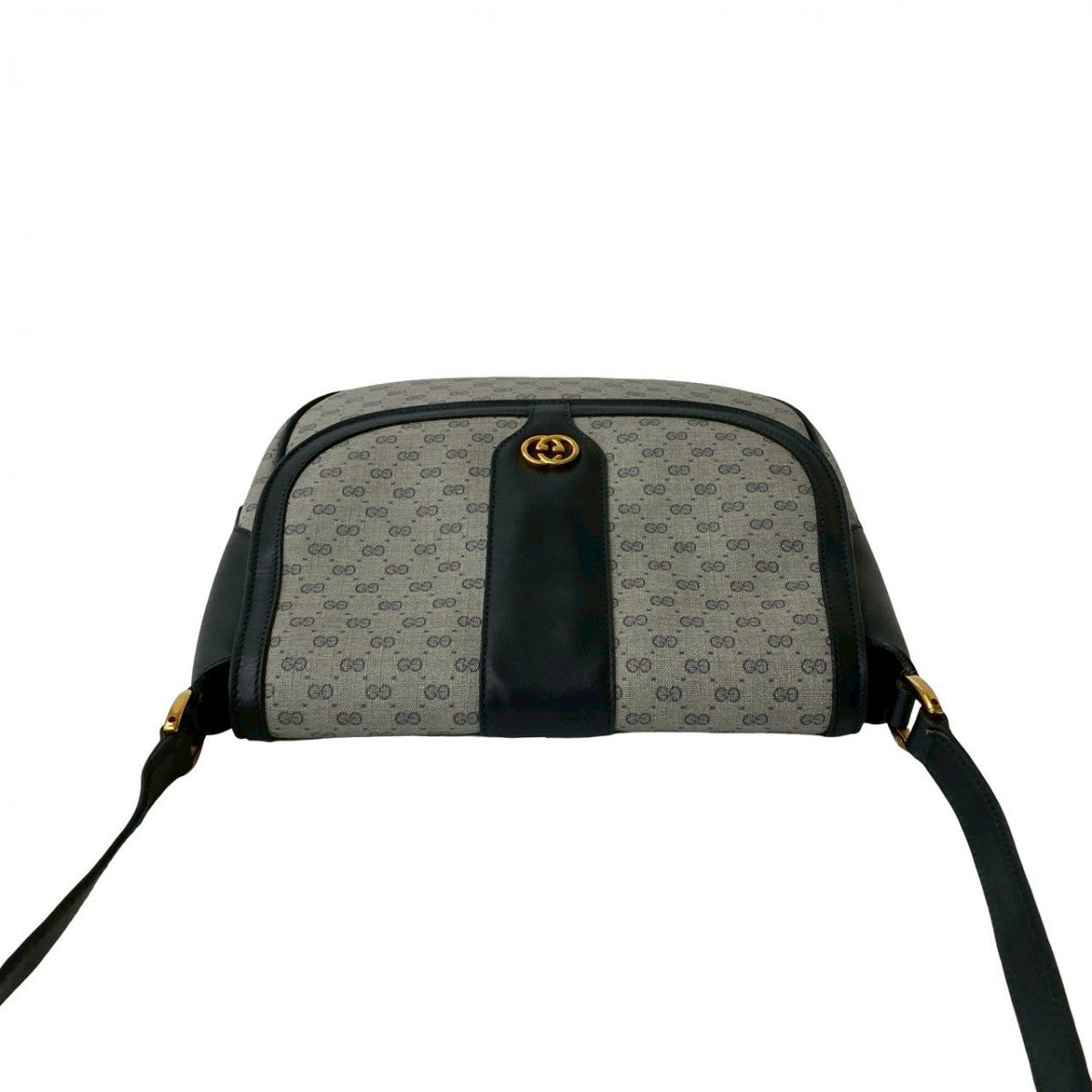GUCCI Shoulder Bag Leather, PVC Navy Micro GG logo Metal Women Used Authentic