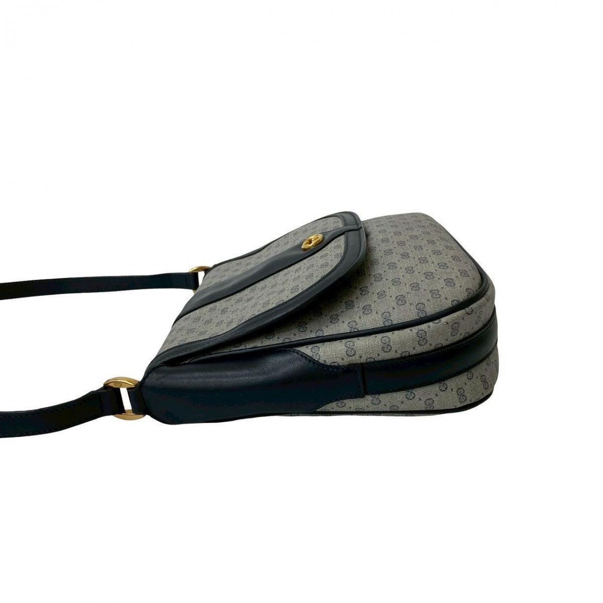 GUCCI Shoulder Bag Leather, PVC Navy Micro GG logo Metal Women Used Authentic