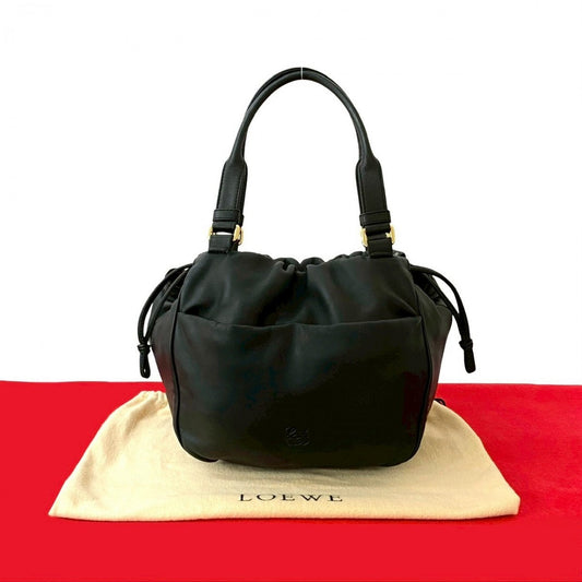 LOEWE Handbag leather black Anagram logo Women Used Authentic