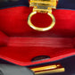 CELINE Handbag leather Navy Double Face Gancini Metal Women Used Authentic