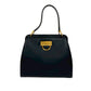 CELINE Handbag leather Navy Double Face Gancini Metal Women Used Authentic