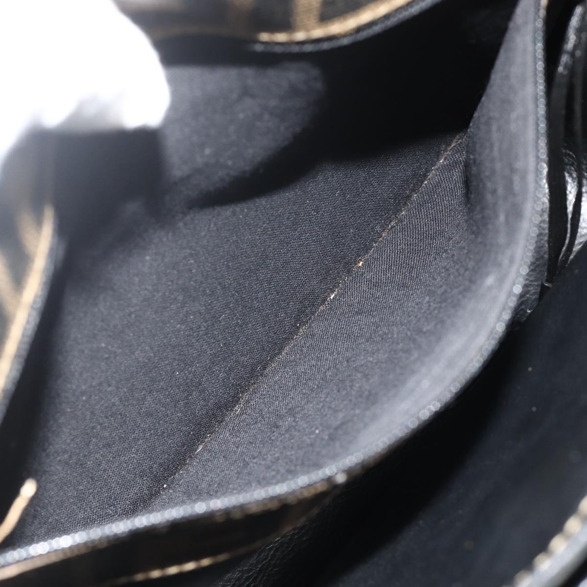 FENDI Zucca Canvas Shoulder Bag Black Brown