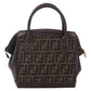 FENDI Zucca Canvas Hand Bag Black Brown Auth