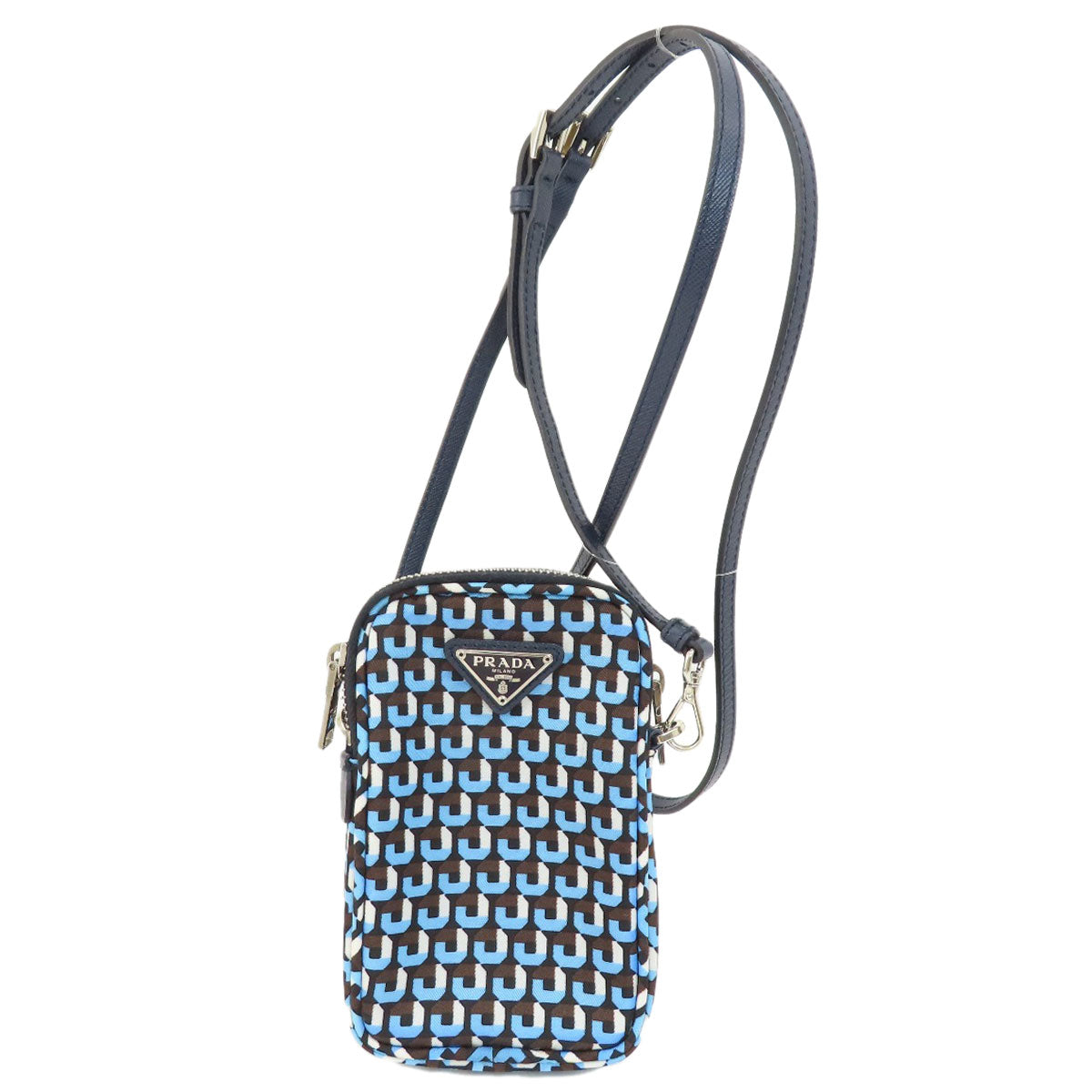 PRADA Shoulder Bag Nylon Navy logoMetal Women Used Authentic