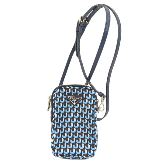 PRADA Shoulder Bag Nylon Navy logoMetal Women Used Authentic