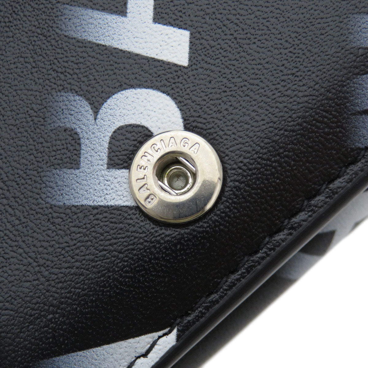 BALENCIAGA Bifold Wallet 594312 Calfskin black Logo motif mini wallet tri-fold Women Used Authentic