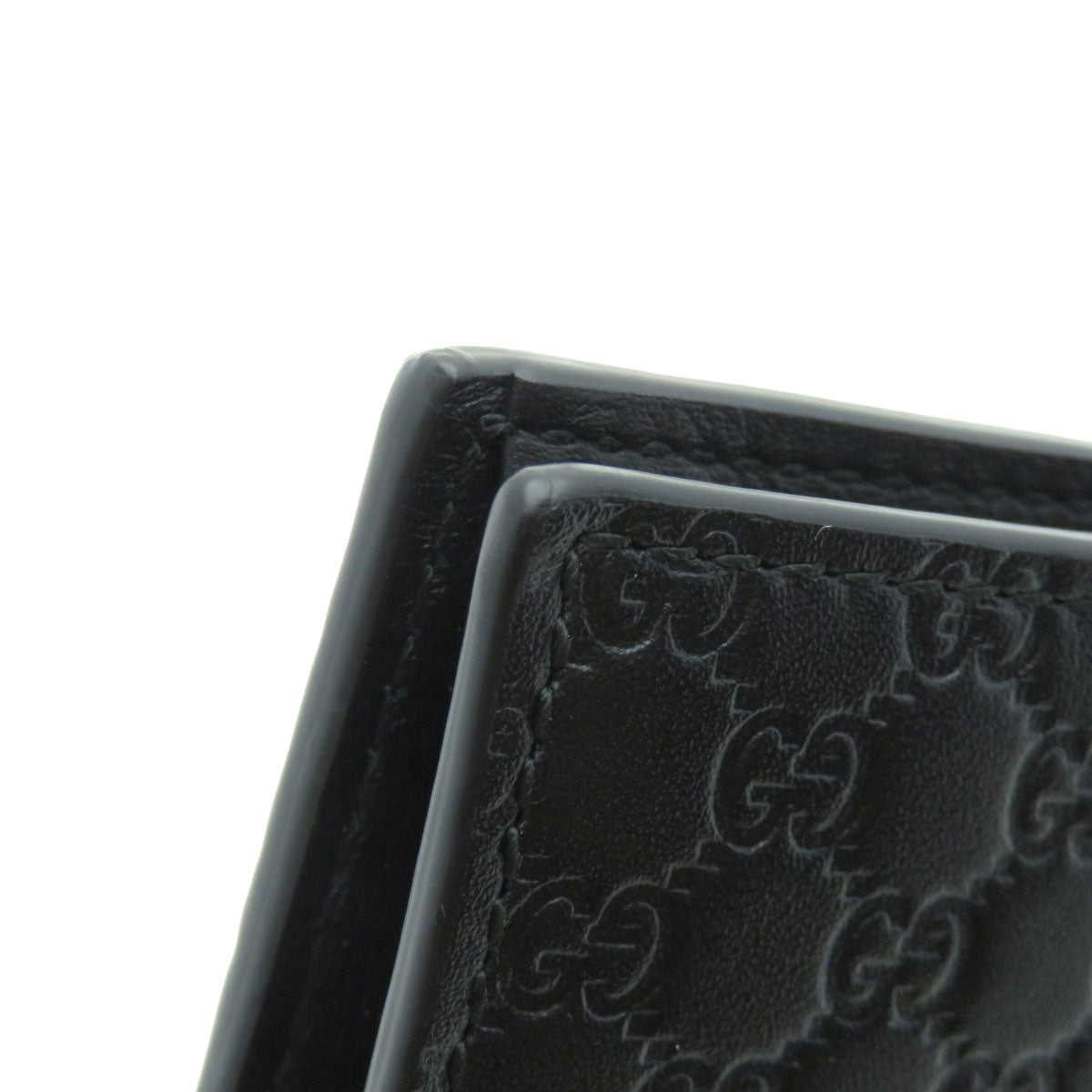 GUCCI Bifold Wallet 150413 Calfskin black GG Signature Microsima Outlet Women Used Authentic