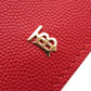 BURBERRY Bifold Wallet Calfskin Red logoMetal tri-fold Women Used Authentic