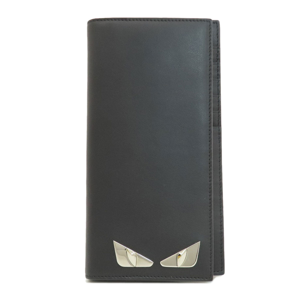 FENDI Long Wallet Purse leather black monster mens Used Authentic