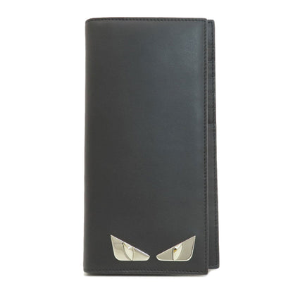 FENDI Long Wallet Purse leather black monster mens Used Authentic