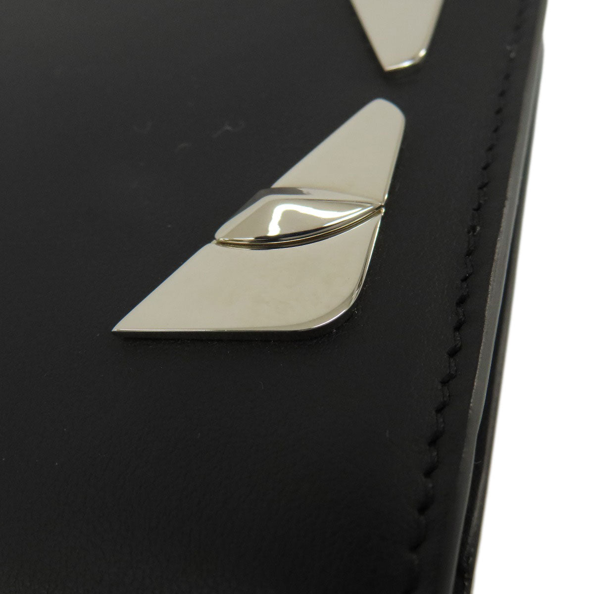 FENDI Long Wallet Purse leather black monster mens Used Authentic