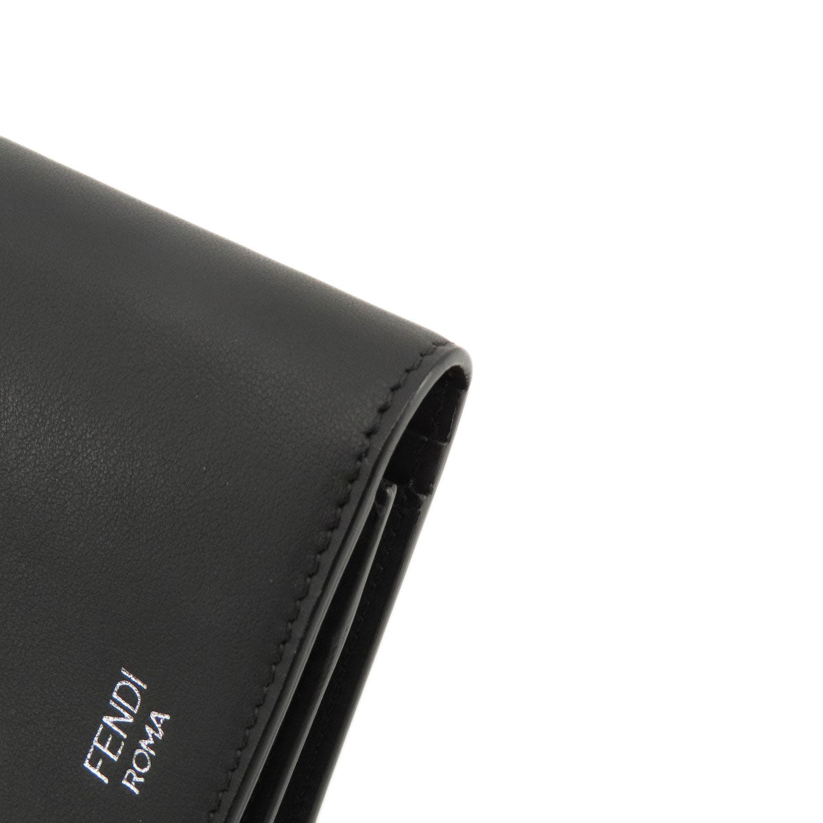 FENDI Long Wallet Purse leather black monster mens Used Authentic
