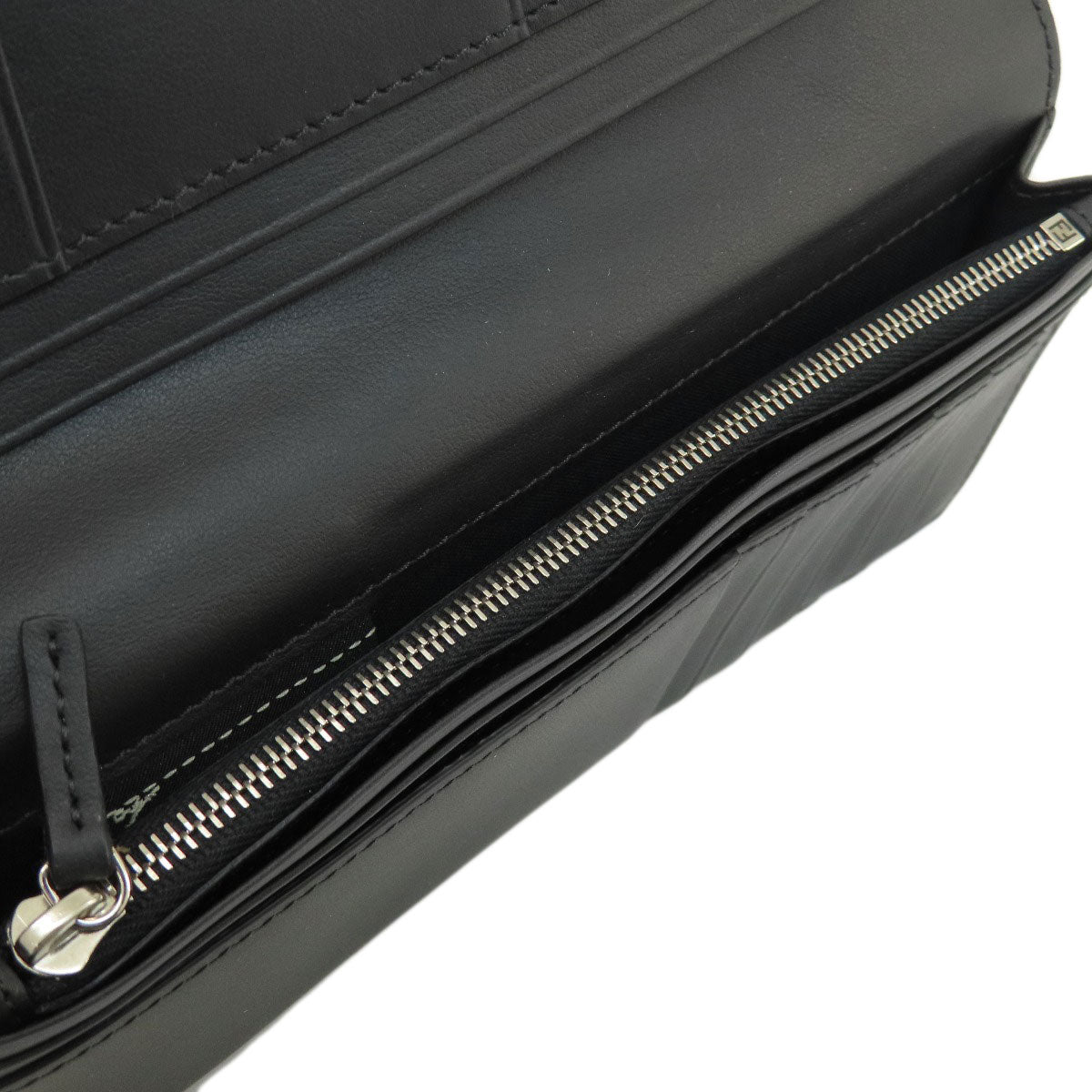 FENDI Long Wallet Purse leather black monster mens Used Authentic