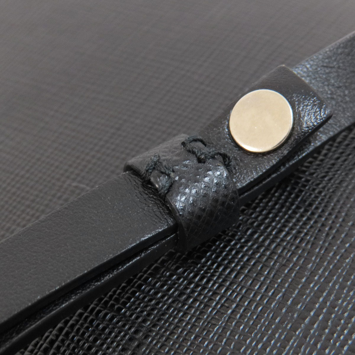 PRADA Shoulder Bag leather black logo saffiano Women Used Authentic