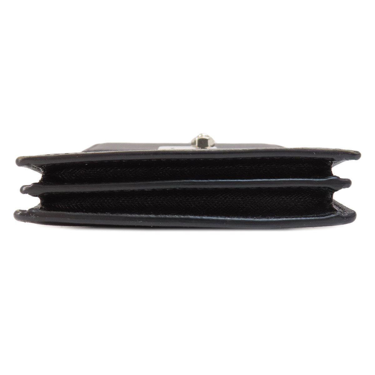 PRADA Shoulder Bag leather black logo saffiano Women Used Authentic