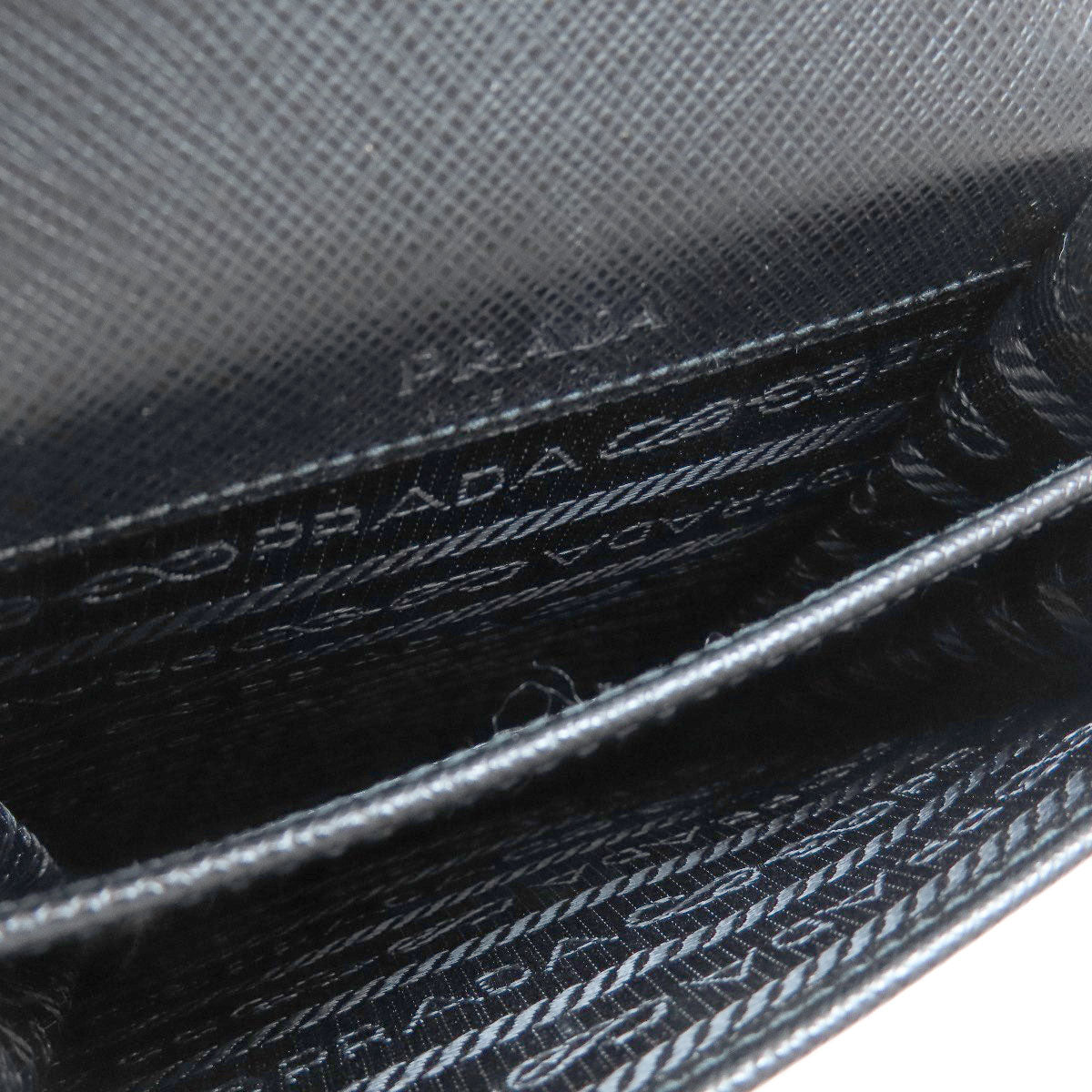 PRADA Shoulder Bag leather black logo saffiano Women Used Authentic