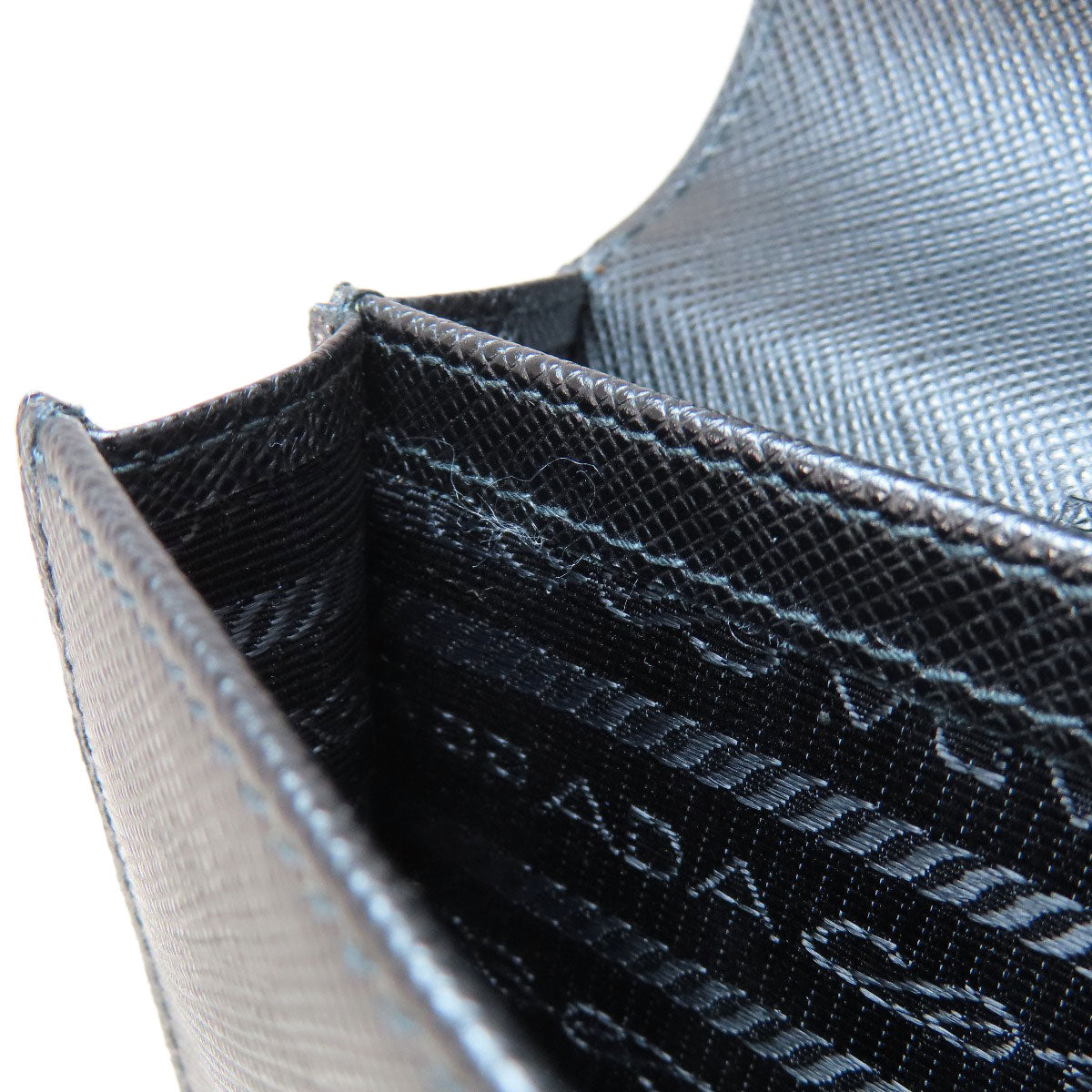 PRADA Shoulder Bag leather black logo saffiano Women Used Authentic