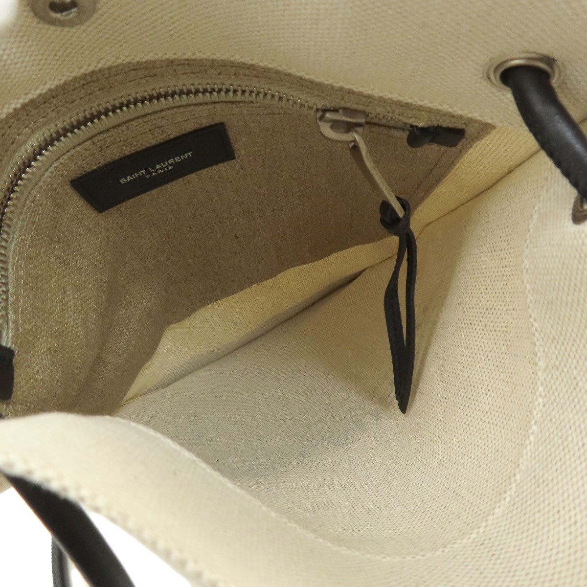 SAINT LAURENT Shoulder Bag canvas beige University Flat 2WAY Women Used Authentic