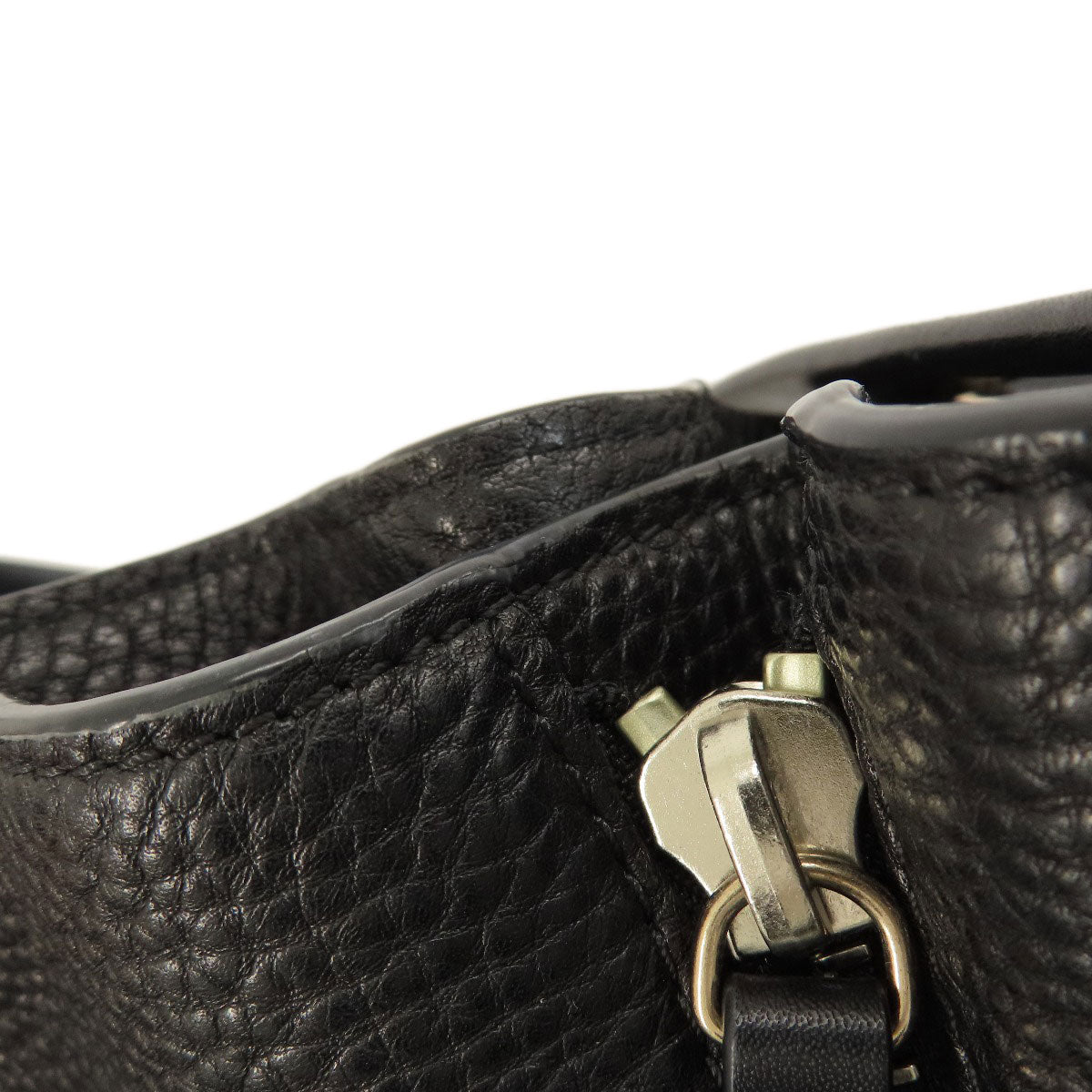 BURBERRY Tote Bag leather black logo Women Used Authentic