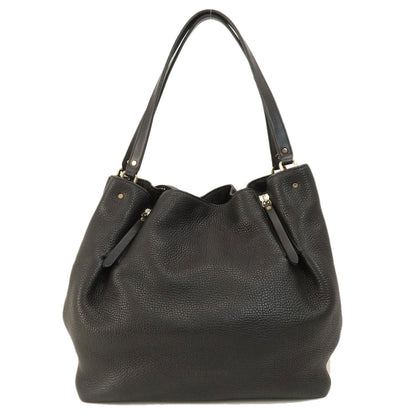 BURBERRY Tote Bag leather black logo Women Used Authentic