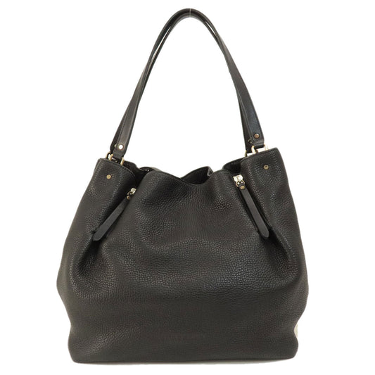 BURBERRY Tote Bag leather black logo Women Used Authentic