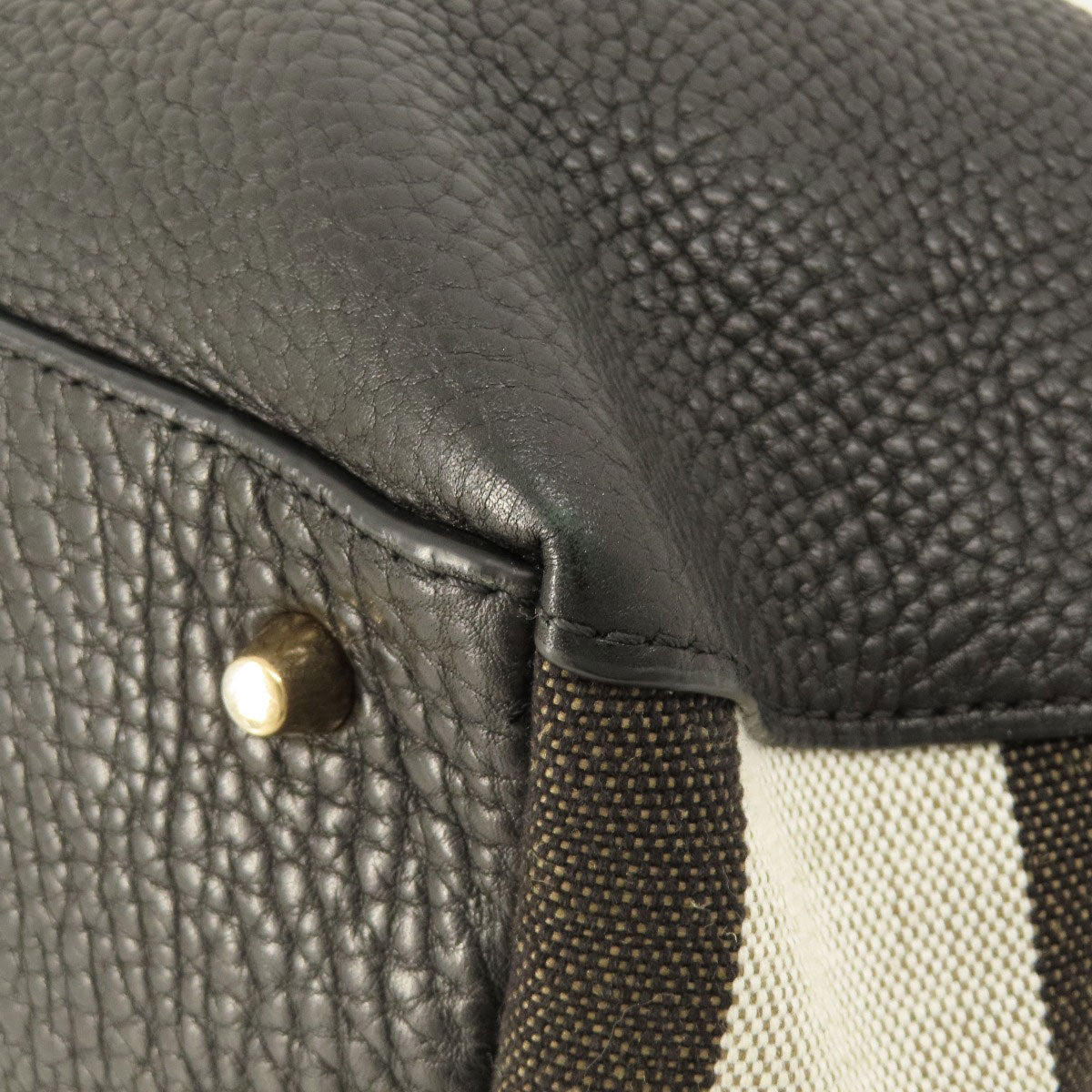 BURBERRY Tote Bag leather black logo Women Used Authentic