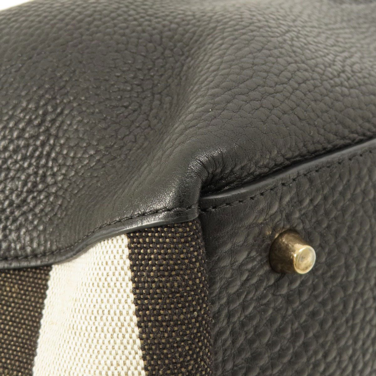 BURBERRY Tote Bag leather black logo Women Used Authentic