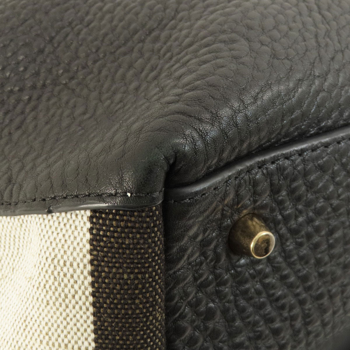 BURBERRY Tote Bag leather black logo Women Used Authentic