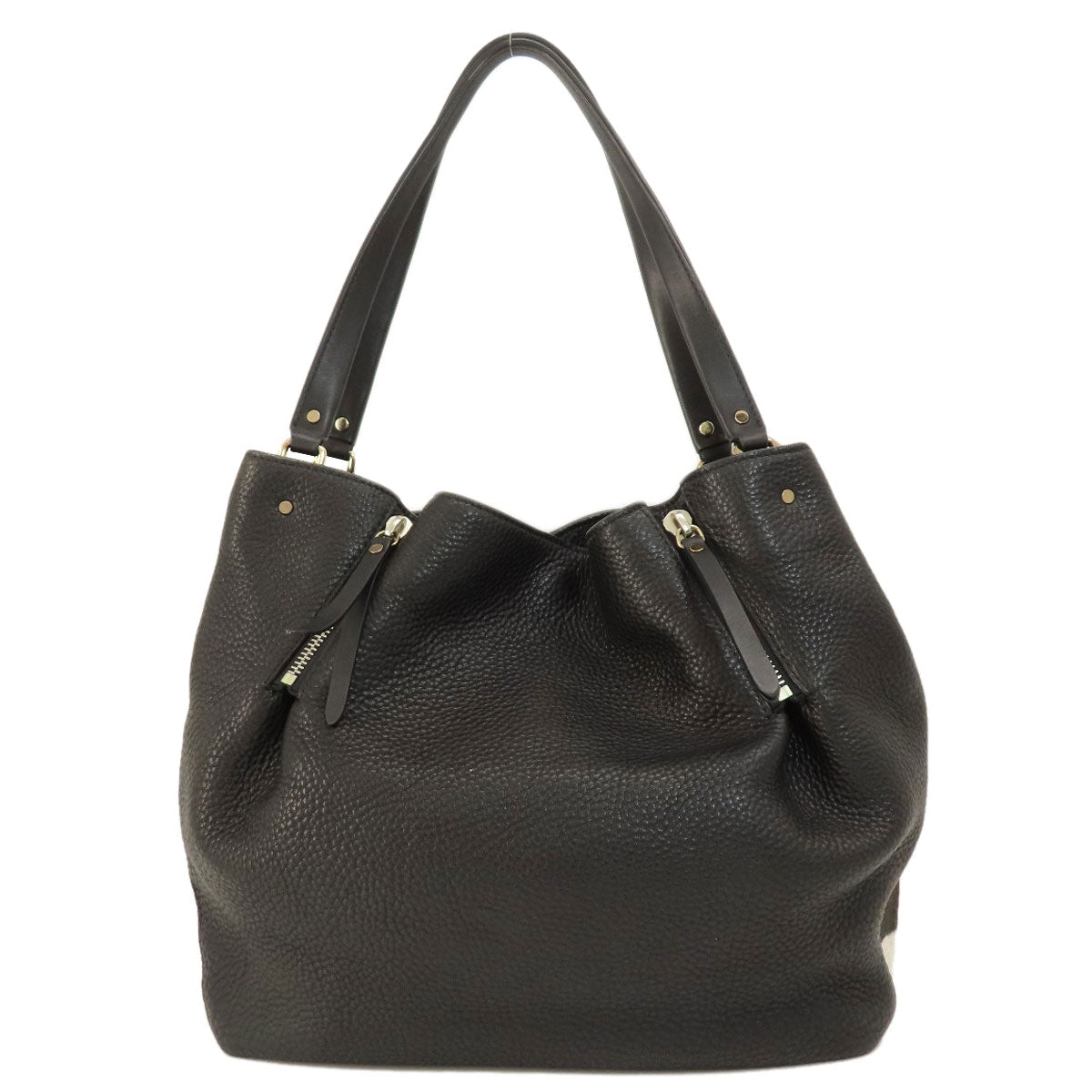 BURBERRY Tote Bag leather black logo Women Used Authentic
