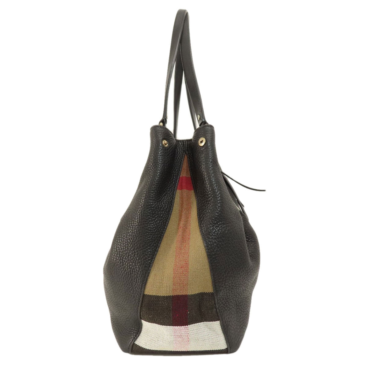 BURBERRY Tote Bag leather black logo Women Used Authentic