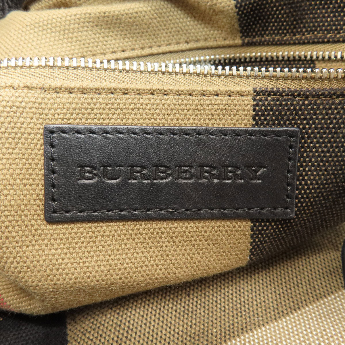 BURBERRY Tote Bag leather black logo Women Used Authentic