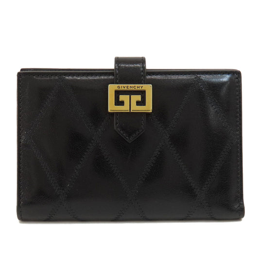 Givenchy Bifold Wallet leather black logo Women Used Authentic
