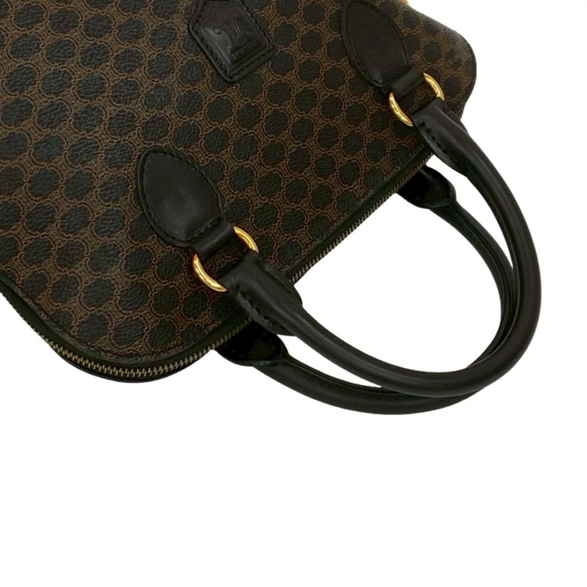 CELINE Shoulder Bag Leather, PVC black Macadam Blason logo Pattern Women Used Authentic