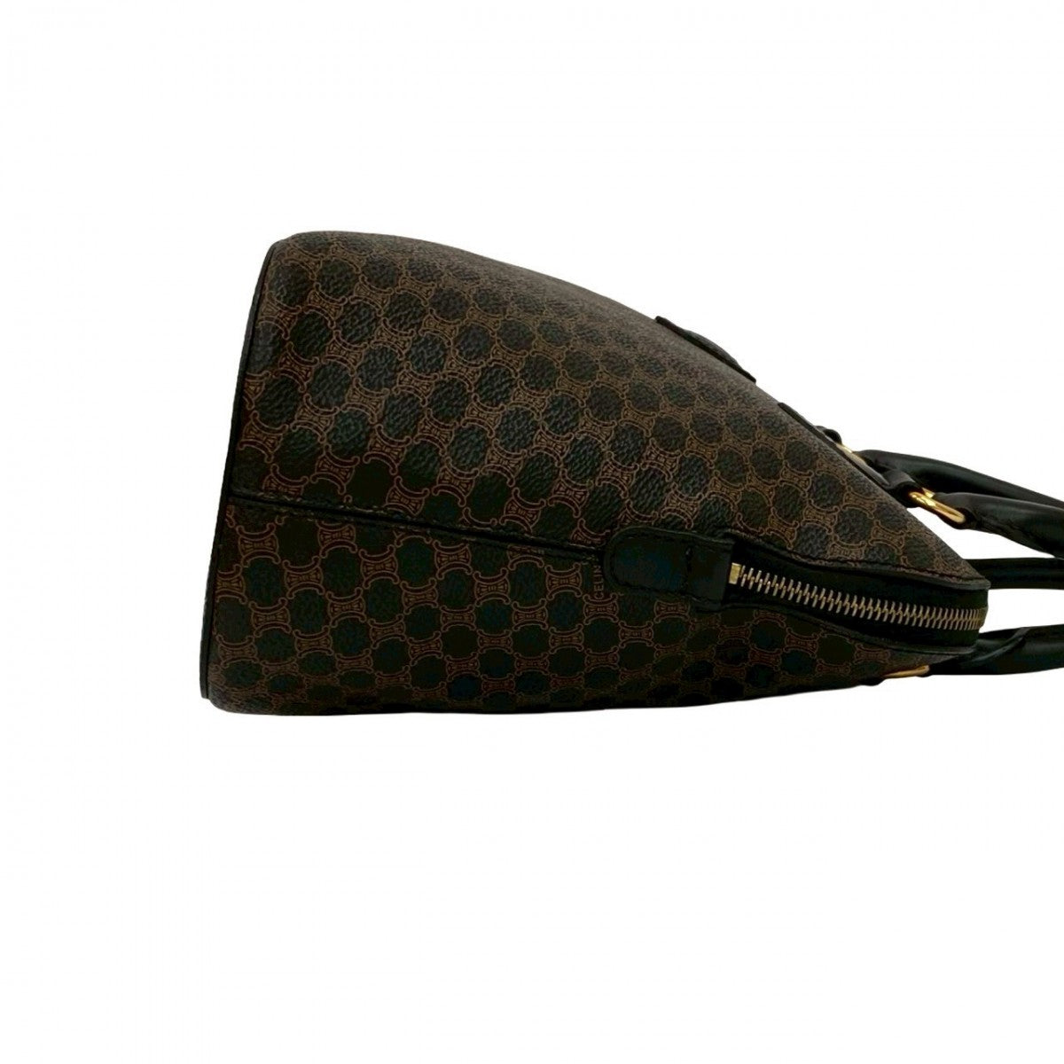 CELINE Shoulder Bag Leather, PVC black Macadam Blason logo Pattern Women Used Authentic