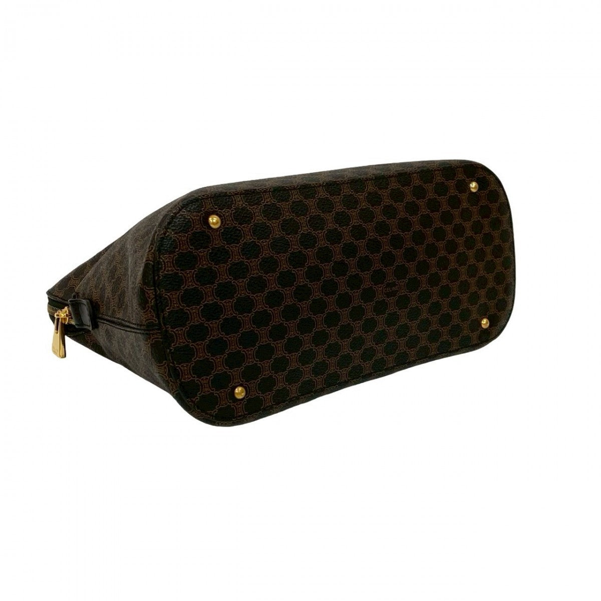 CELINE Shoulder Bag Leather, PVC black Macadam Blason logo Pattern Women Used Authentic